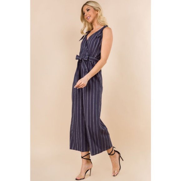 nwt palazzo stripe navy jumpsuit SM-XXL romper "SALE" - Picture 3 of 4